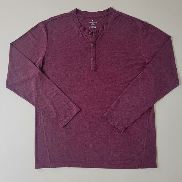 Fabletics Men's Restoreknit Burgundy Long Sleeve Henley Pullover Tee - Picture 5 of 15